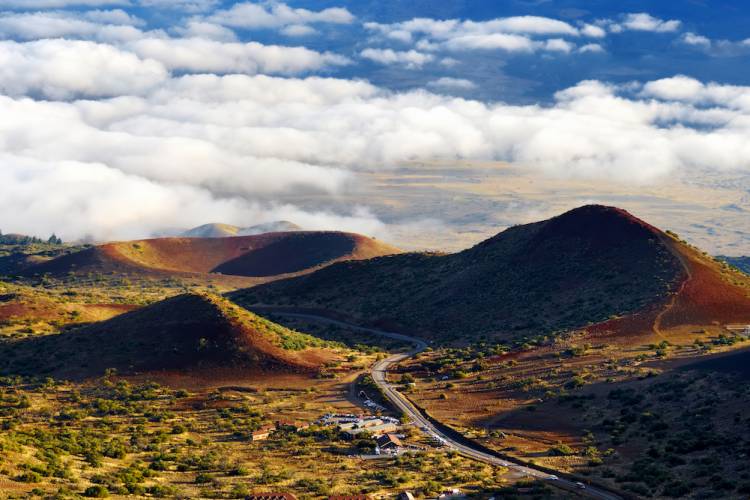 view of Mauna Loa volcano on the Big Island of Hawaii.